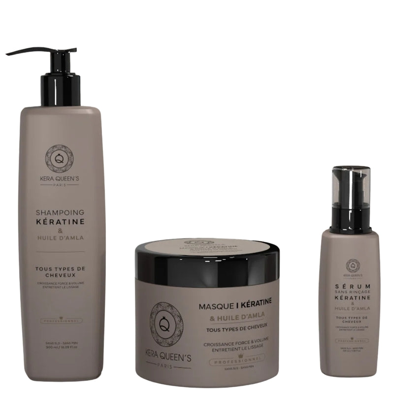 Sulfatfreies Set Kera Queen's Amlaöl Shampoo 500ml + Maske 500ml + Serum 100ml