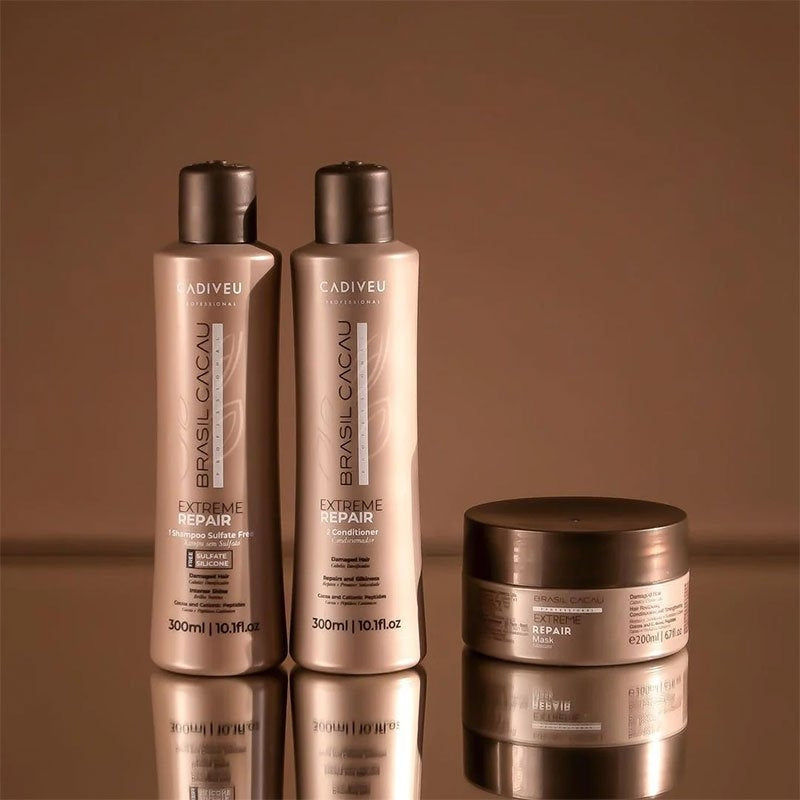 Kit Ohne Sulfate Cadiveu Brasil Cacau Extreme Repair 2x300ml + 200ml