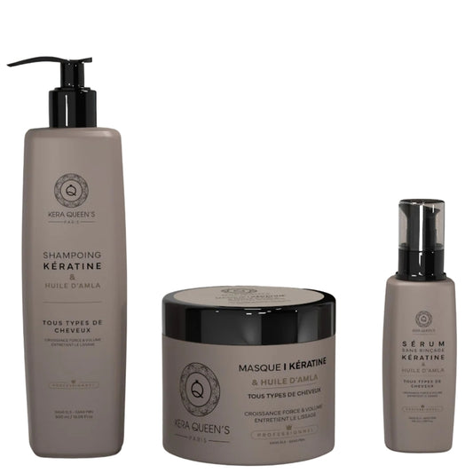 Sulfatfreies Set Kera Queen's Amlaöl Shampoo 500ml + Maske 500ml + Serum 100ml