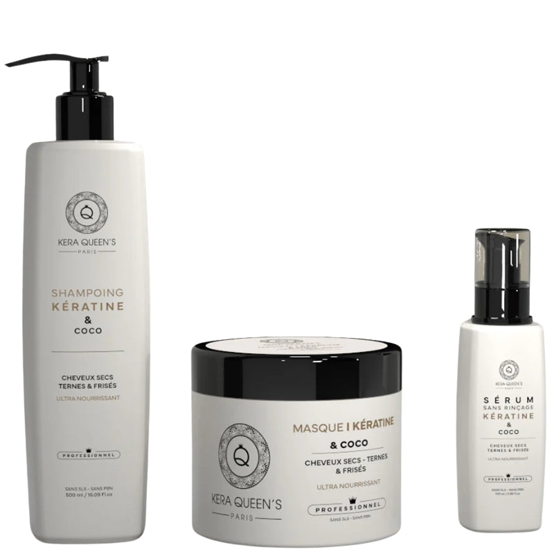 Sulfatfreies Set Kera Queen's Coco-Shampoo Maske Serum