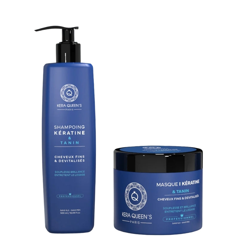 Sulfatfreies Set Kera Queen's Tanin Shampoo 500ml + Maske 500ml