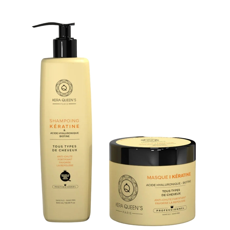 Sulfatfreies Set Kera Queen's Biotin Shampoo 500ml Maske 500ml 