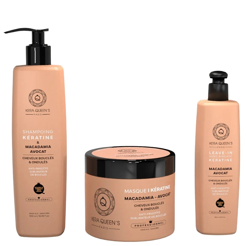 Sulfatfreies Set Kera Queen's Macadamiaöl Shampoo 500ml Maske 500ml Leave In 100ml