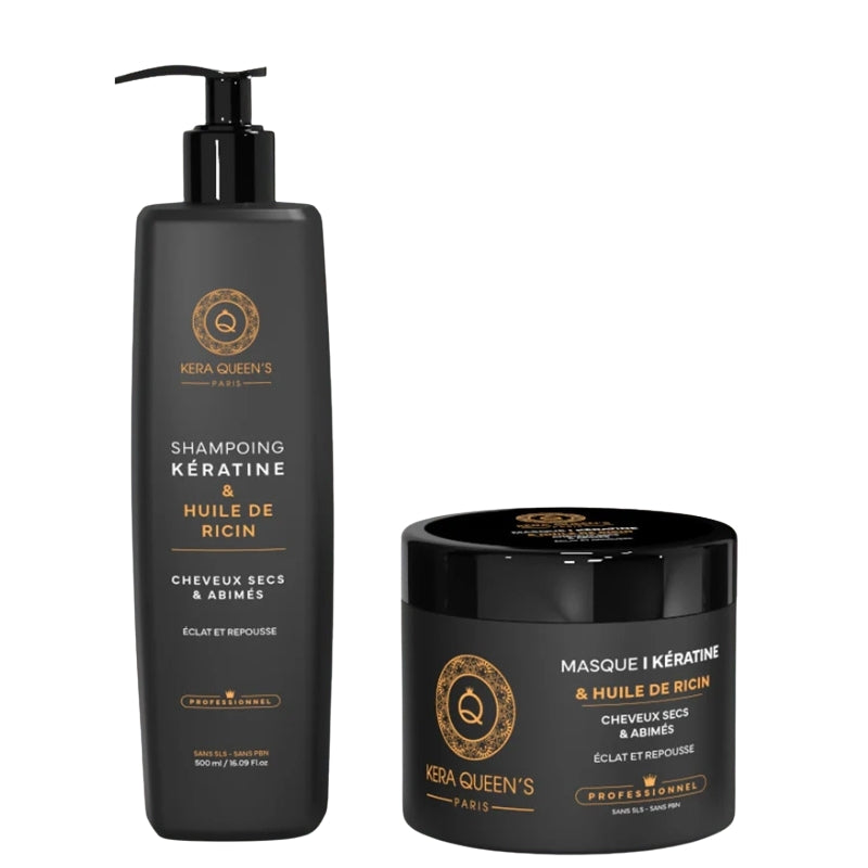 Sulfatfreies Set Kera Queen's Rizinusöl Shampoo 500ml Maske 500ml